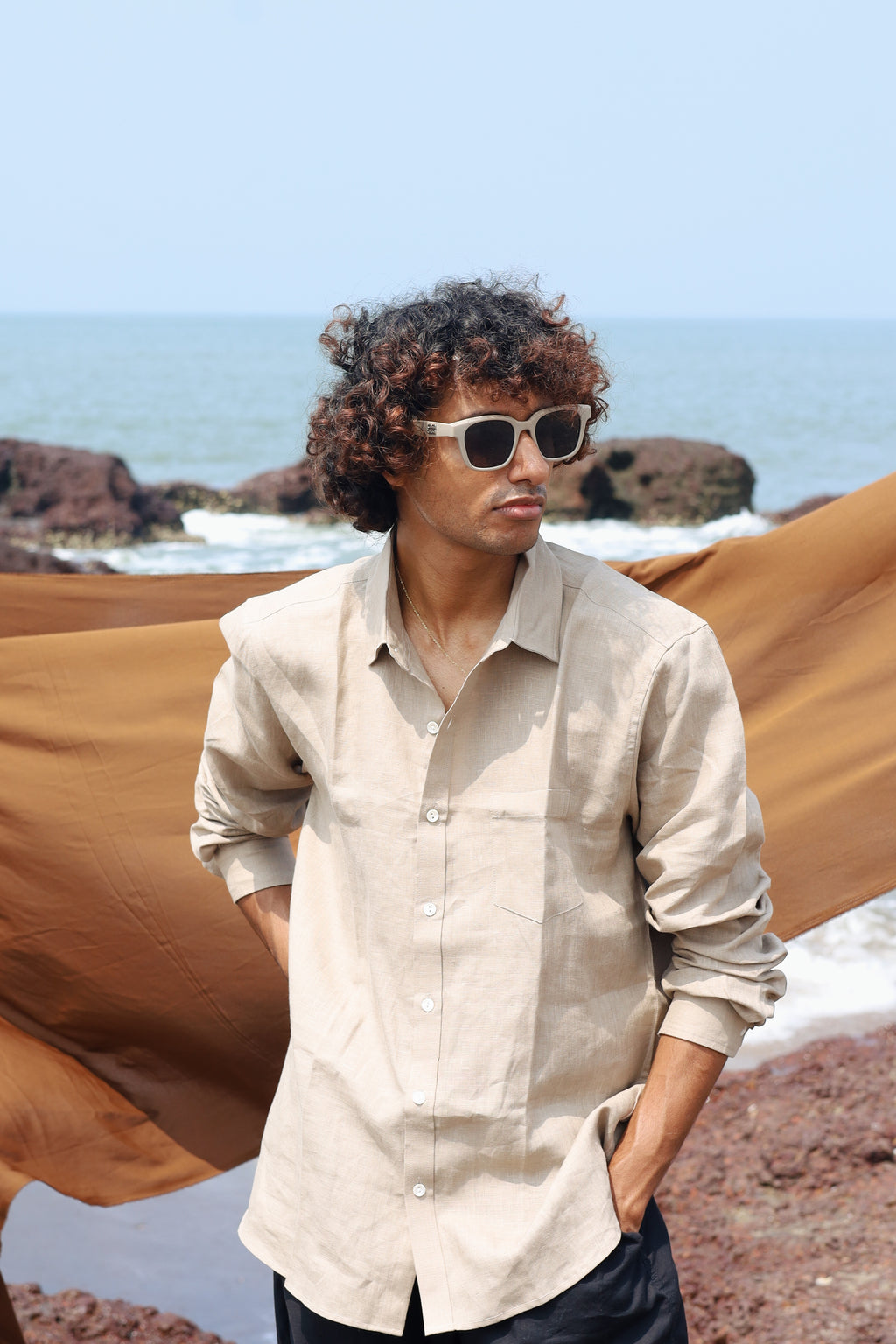 Light Umber Men's Linen Shirt