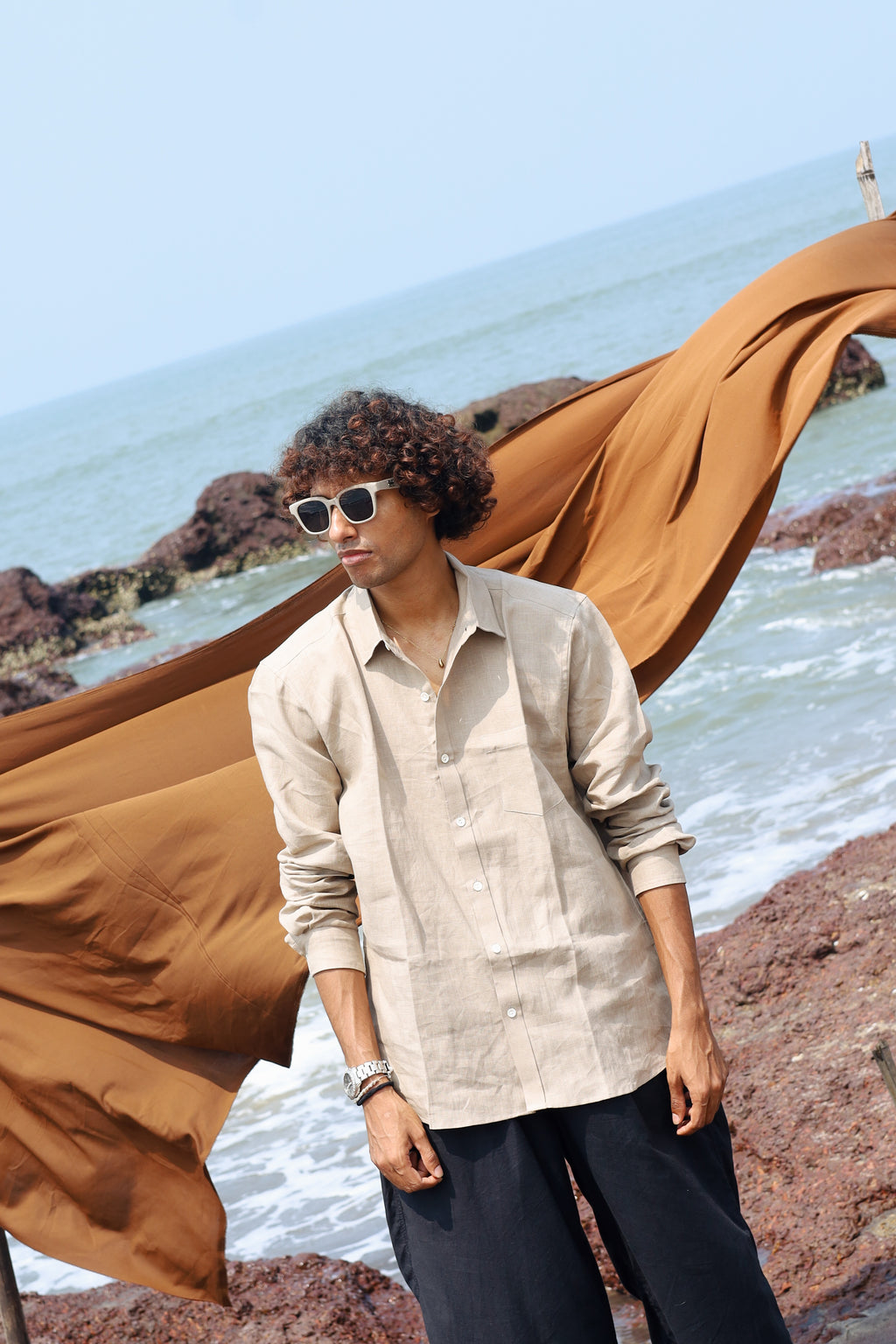 Light Umber Men's Linen Shirt