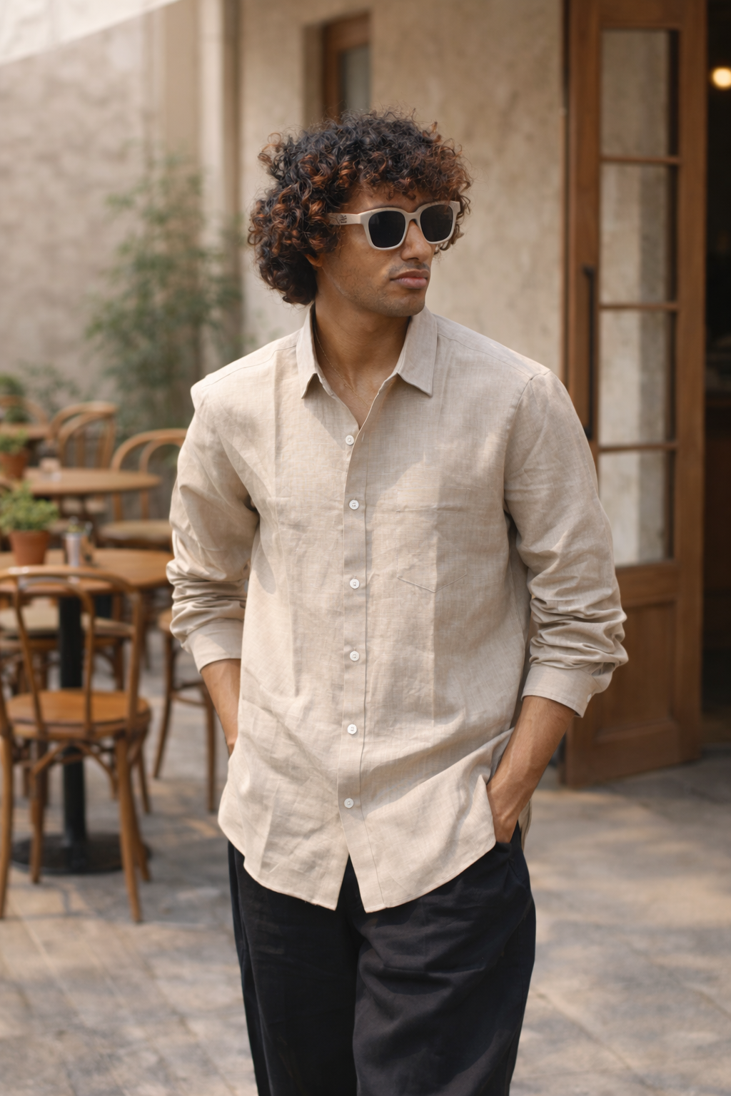 Light Umber Men's Linen Shirt
