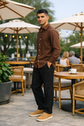 Cocoa Brown Men's Linen Shirt