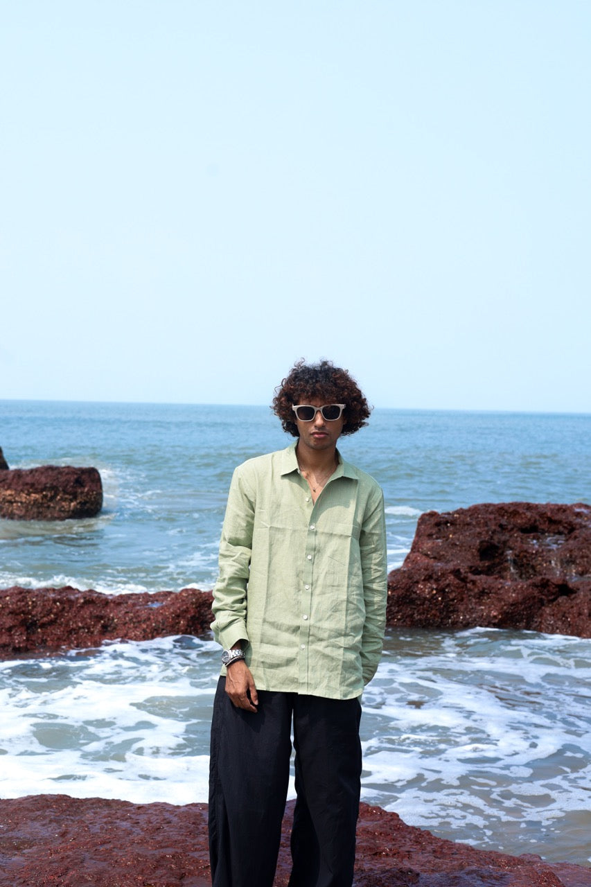 Sage Green Men's Linen Shirt