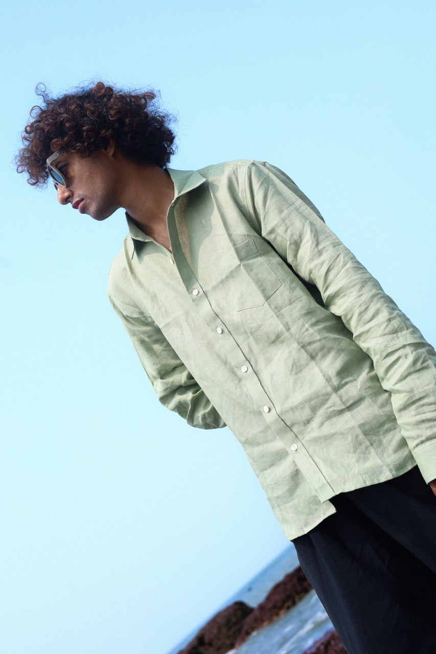 Sage Green Men's Linen Shirt