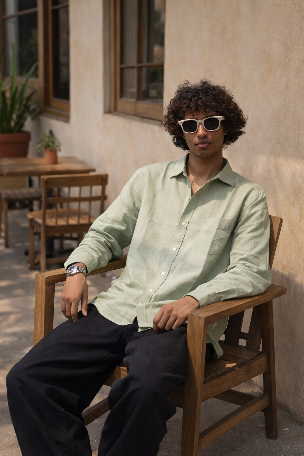 Sage Green Men's Linen Shirt