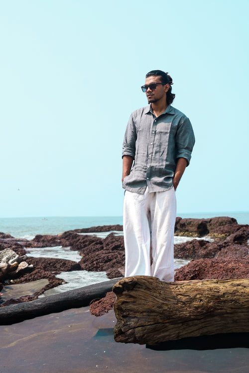 Charcoal Grey Men's Linen Shirt