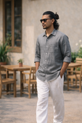 Charcoal Grey Men's Linen Shirt