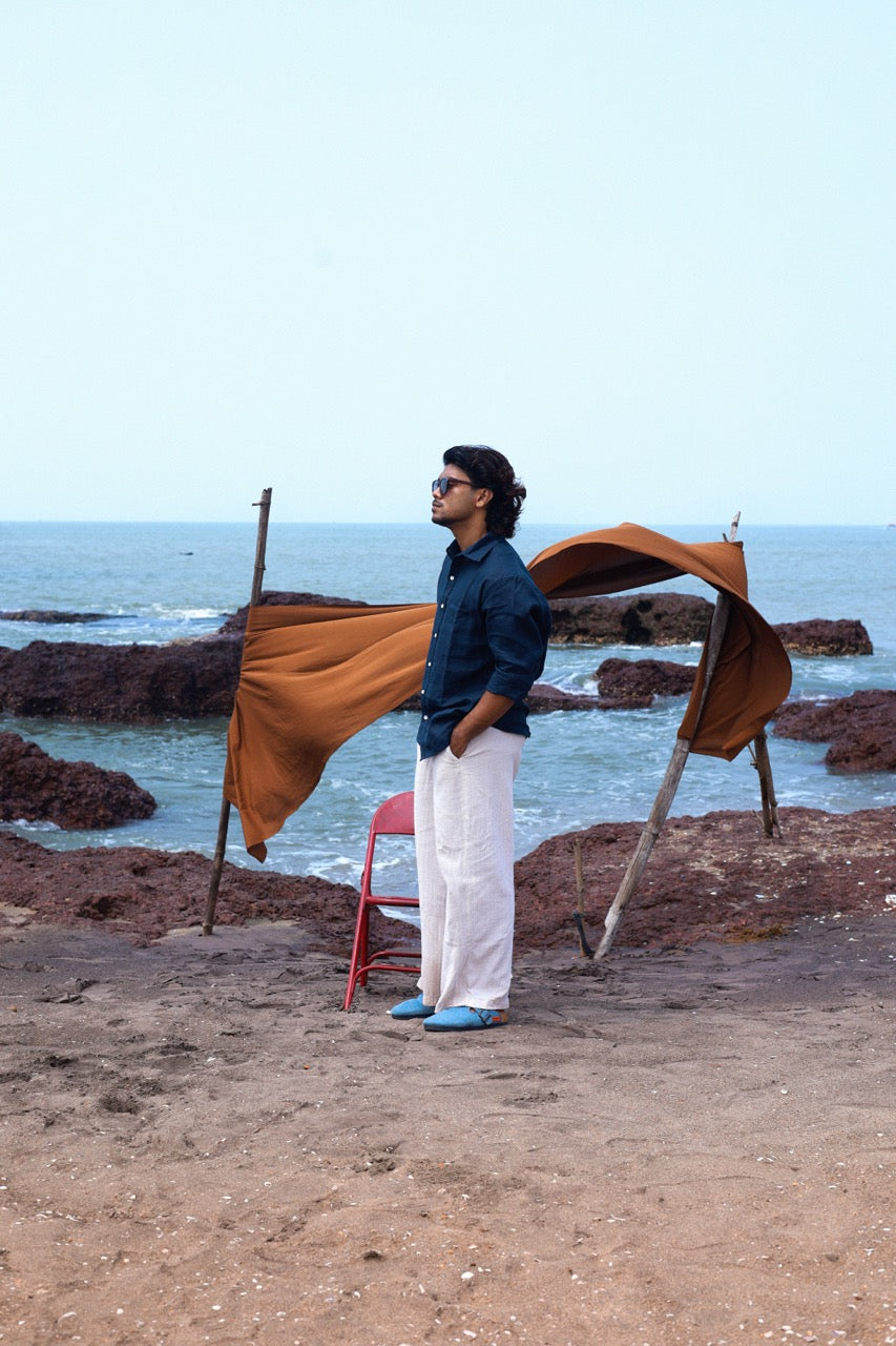 Midnight Blue Men's Linen Shirt