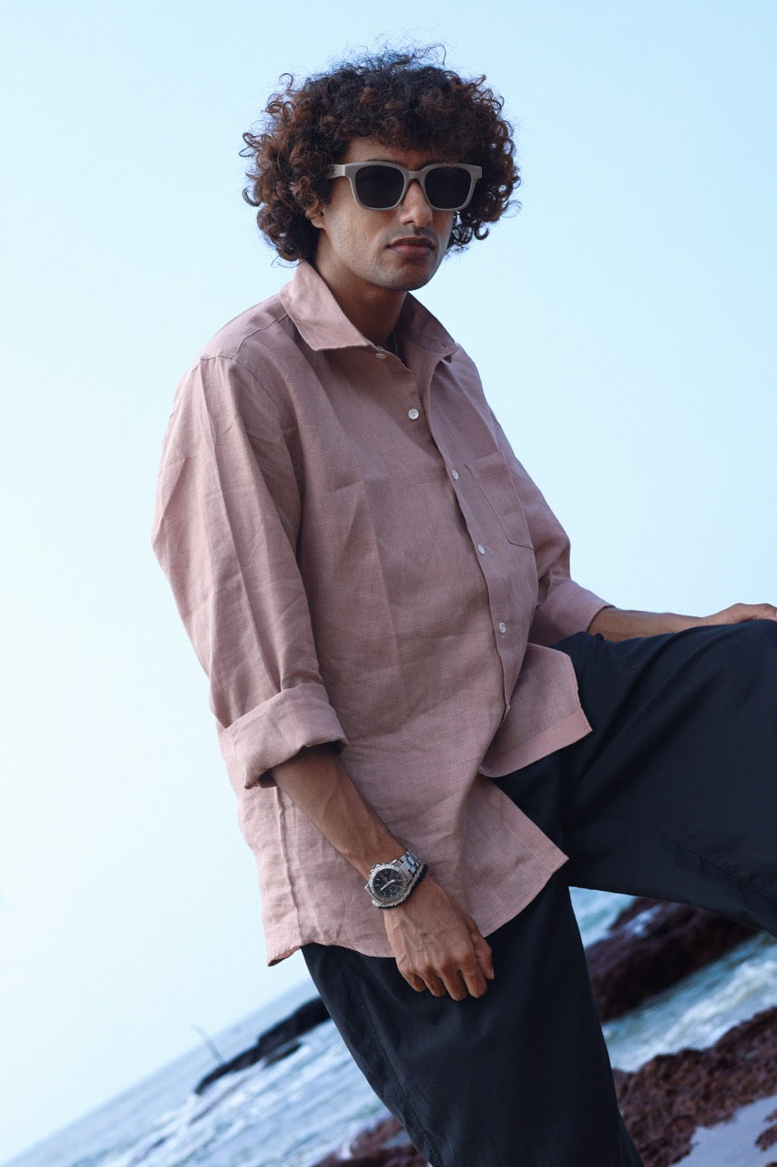 Sandstone Pink Men's Linen Shirt