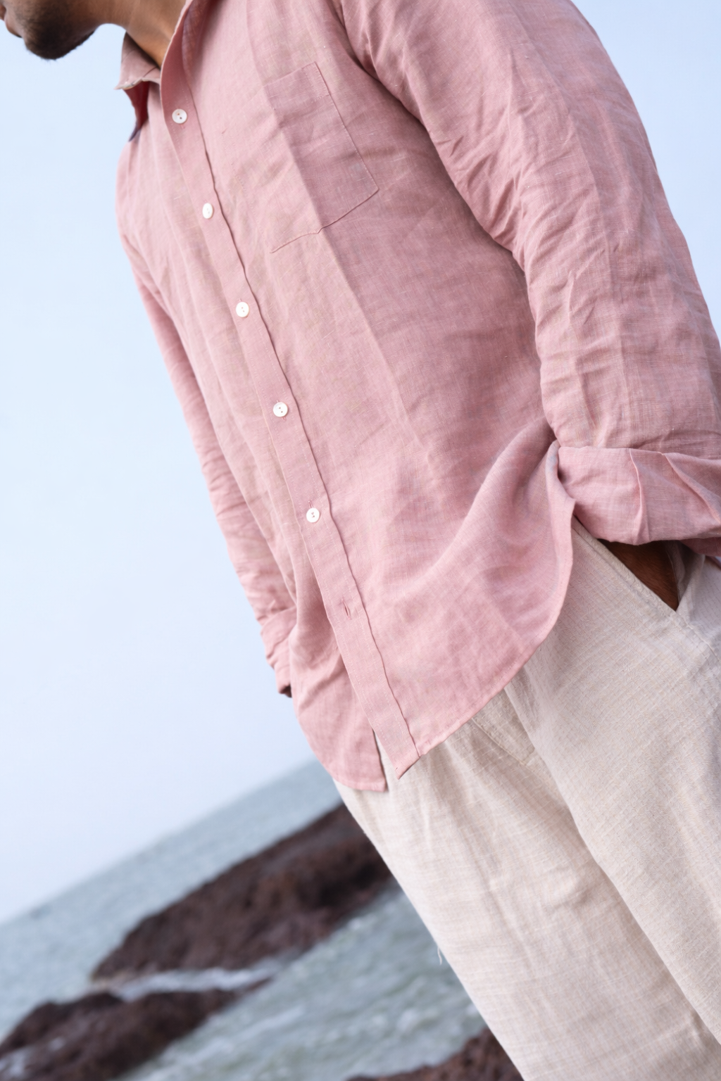 Sandstone Pink Men's Linen Shirt
