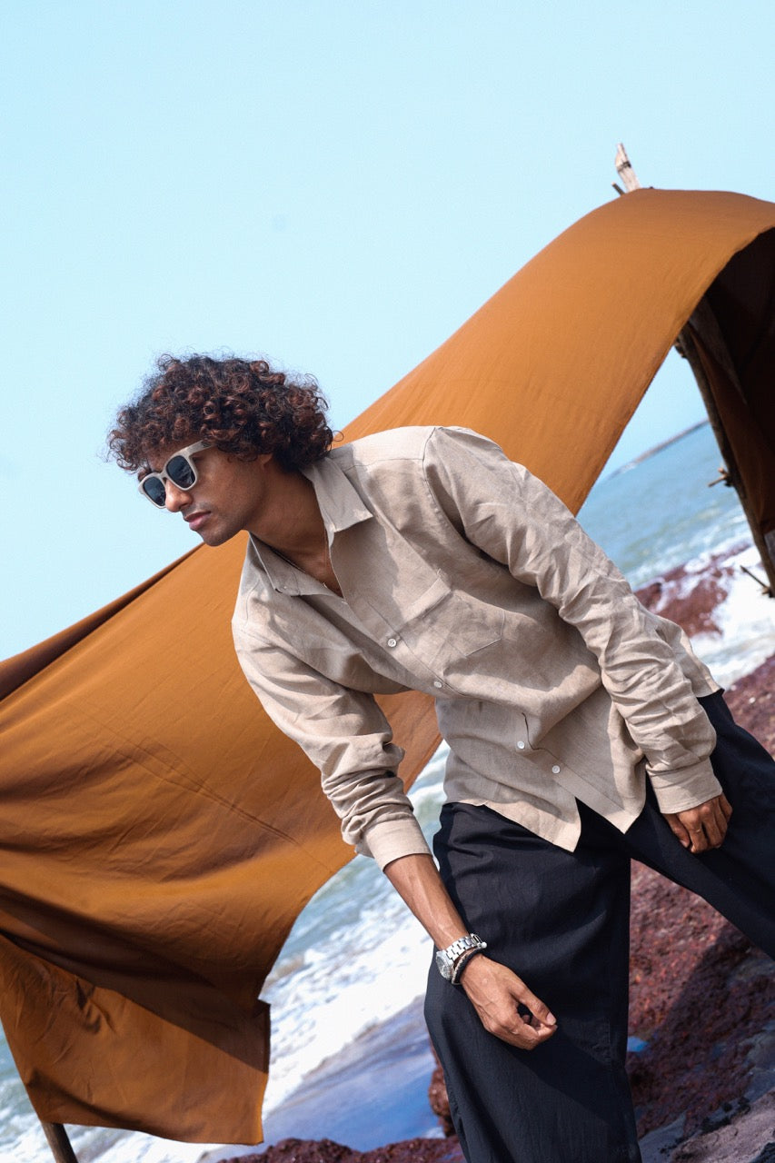 Light Umber Men's Linen Shirt