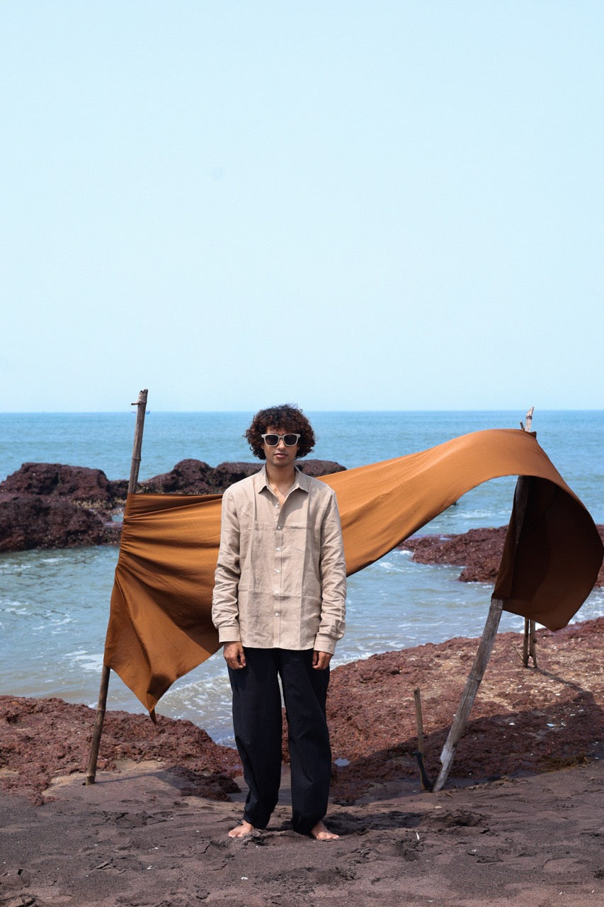 Light Umber Men's Linen Shirt